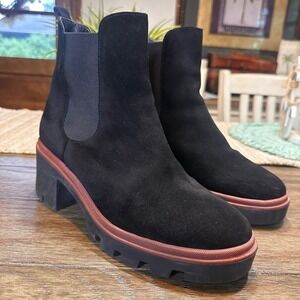 Antonio De Faria Portugal Suede Chelsea Boots Platform Lug Sole Heel Black 8